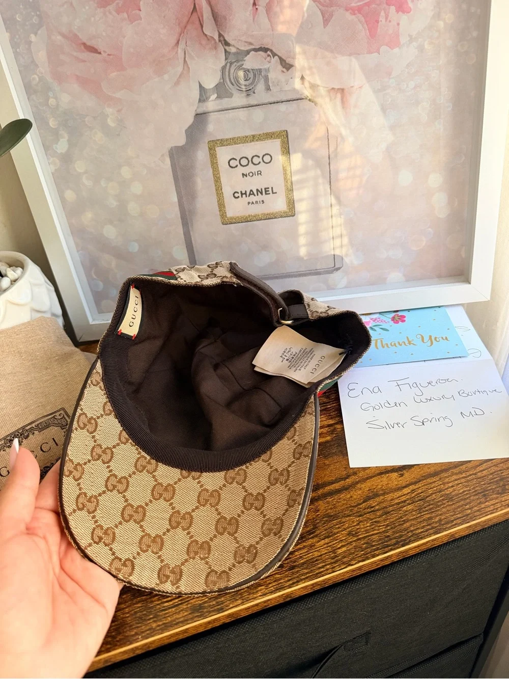 Gucci GG Monogram Canvas Cap with Green-Red Web